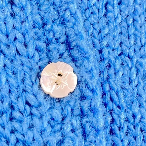 Vintage ROBERT SCOTT Womens 34 Blue Floral Button Long Sleeve Cardigan Sweater - Picture 7 of 11